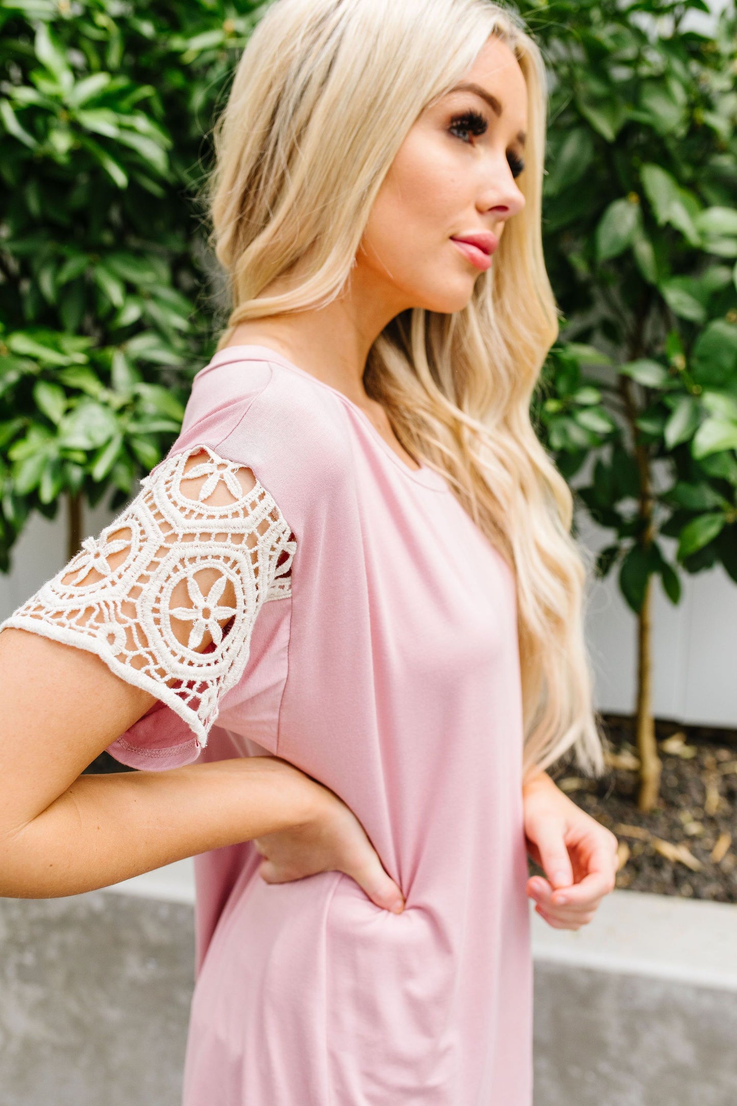 Crocheted Lace Sleeve Top