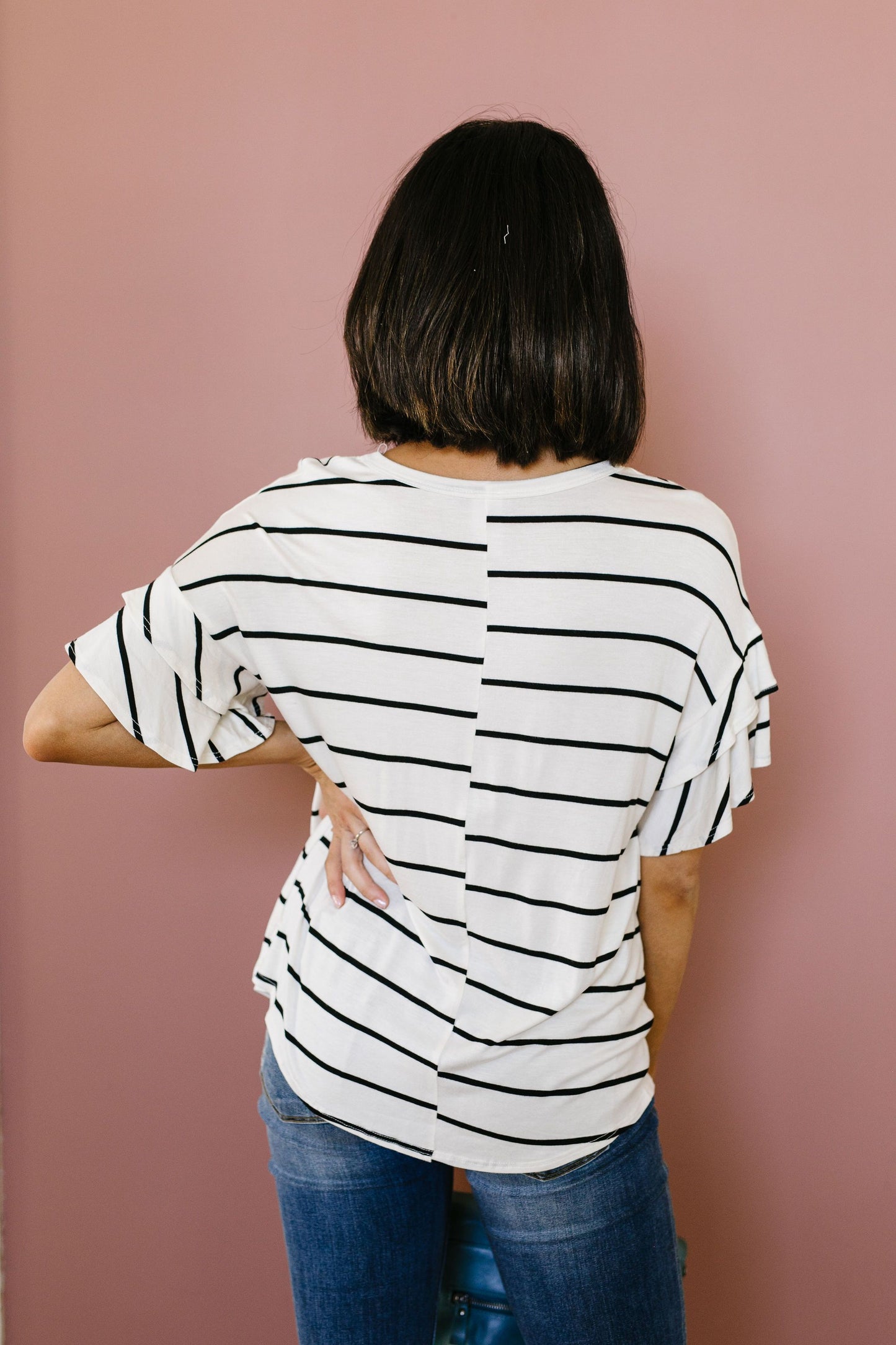 Twice As Nice Striped Top In Ivory
